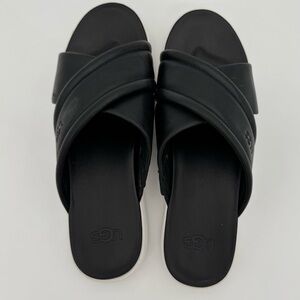 UGG Zayne Crossband Leather Platform Slide Sandals Women’s Size 9